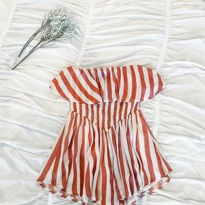 Stripped Strapless Romper
